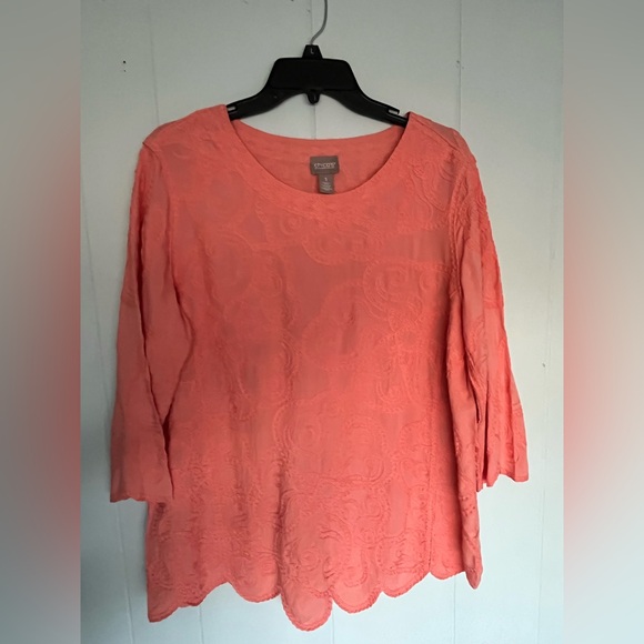 Chico's Tops - Chico's Vibrant Coral Lace Blouse